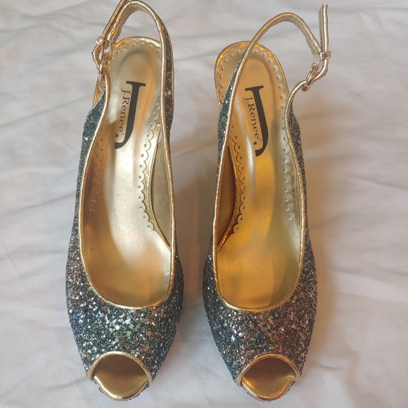 J Renee peep toe sequin high heels - Picture 2 of 6